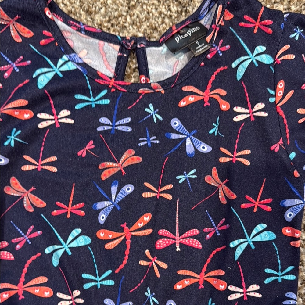 Girl’s Dragonfly Print Navy Romper - Picture 3 of 4